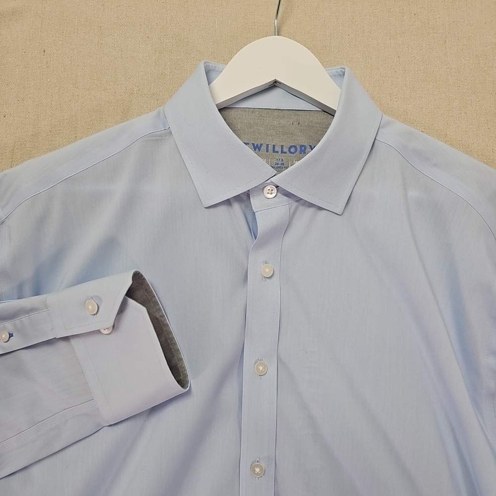 Twillory Performance Dress Shirt Tailored Fit Light Blue Mens Size 17.5 34/35 XL